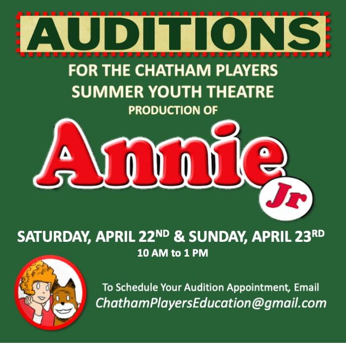 Summer Youth Theatre Auditions for ANNIE, Jr. Sign Up for an